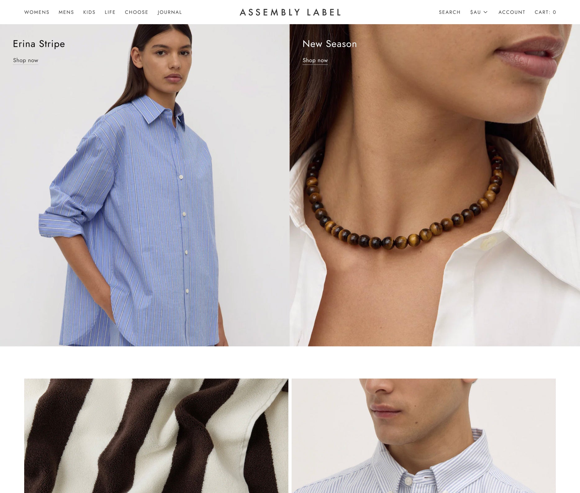 Screenshot of Assembly Label homepage 