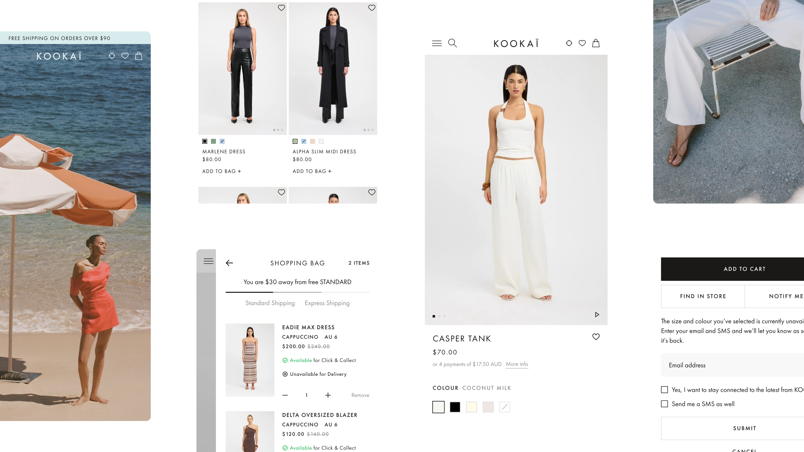 Screenshots of KOOKAÏ's mobile website.