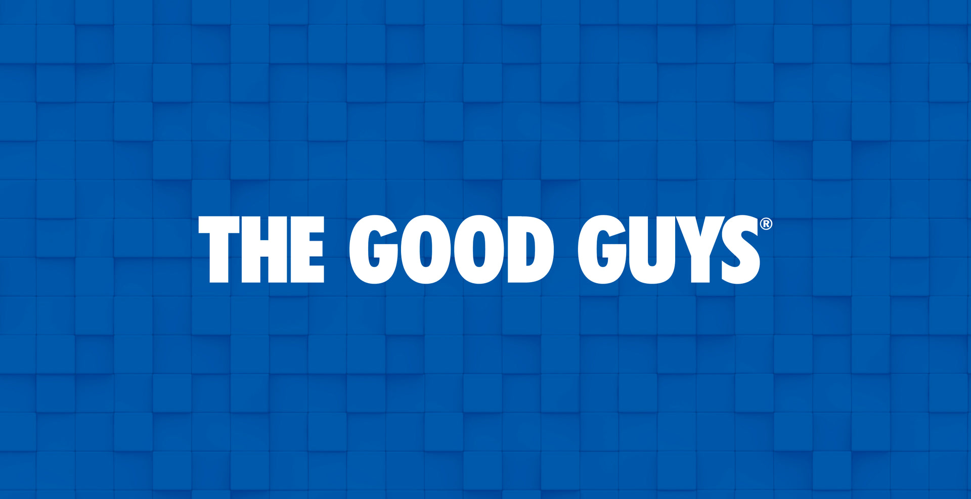 Blue background with 'The Good Guys' logo in white text